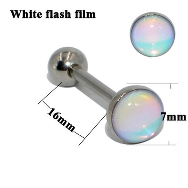 

1pc 316l surgical steel tongue barbell ring flash film bling bling tongue barbell rings 14g fashion piercing body jewelry q sqcpyx, Silver