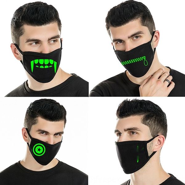 

utd7y han hou fluorescent luminous mask personality fashion horror skull teeth halloween cold proof breathable men's and women's b
