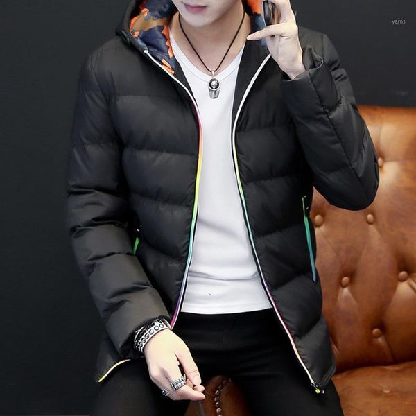 

mens parka winter casual slim hoodies coat fashion camouflage warm long sleeve down jacket outwear plus size 4xl1, Black