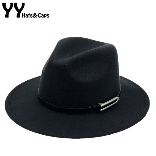 

wide brim autumn trilby caps female male fashion hat jazz cap winter panama hat vintage fedoras men mafia hat felt yy17294 y200110, Blue;gray