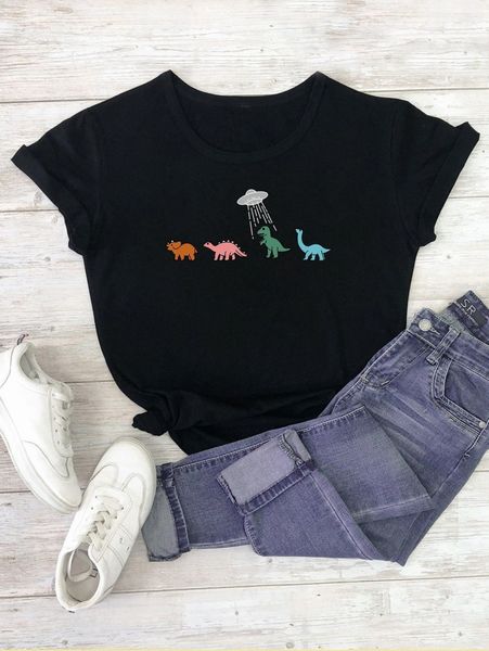 

plus dinosaur print tee f7rm#, Black