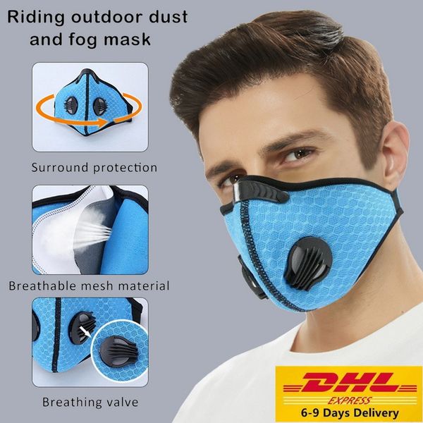 

cycling face masks dust-proof haze-proof breathable sun protective mask men and women outdoor sports supplies with filter value fy9060, Black