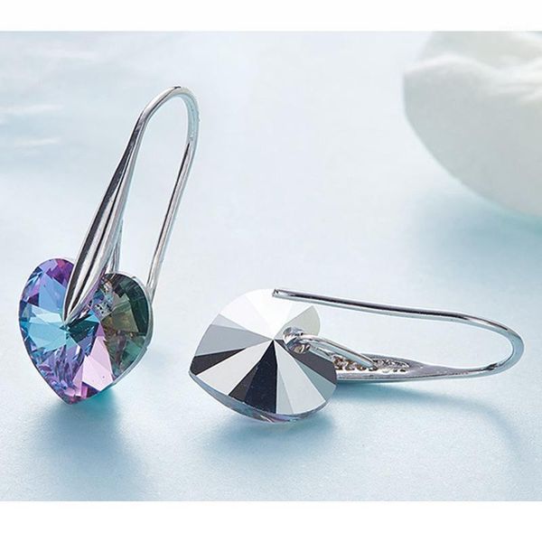 

dangle & chandelier shdede drop earrings hearts for women girl party silver color ear jewelry gift classic accessories crystal from1