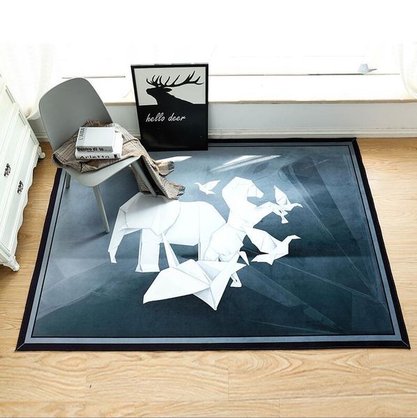 

100*150cm nordic large elephant tiger flannel 3d drawed animal carpet crawling pad thicken play mat non-slip rug blanket tapis