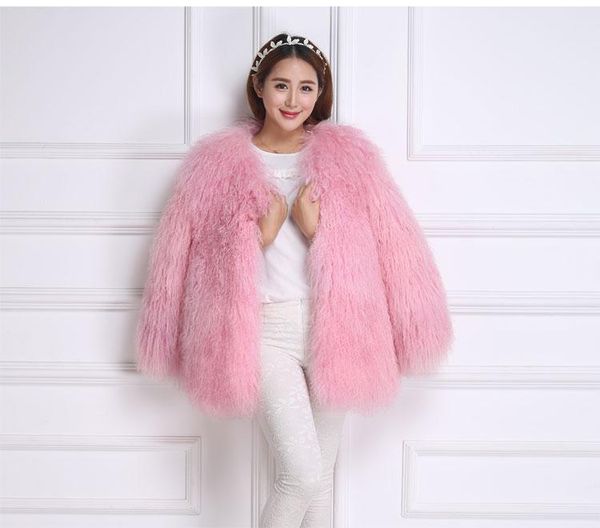 

women new genuine mongolia coat full pelt sheep jacket fur waistcoats make big size f51, Black