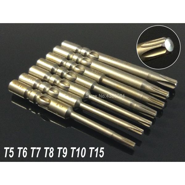 

7pcs set 40mm magnetic torx screwdriver drill bits dia 4mm round shank electric screw driver s2 power hand tools for 800, 3c