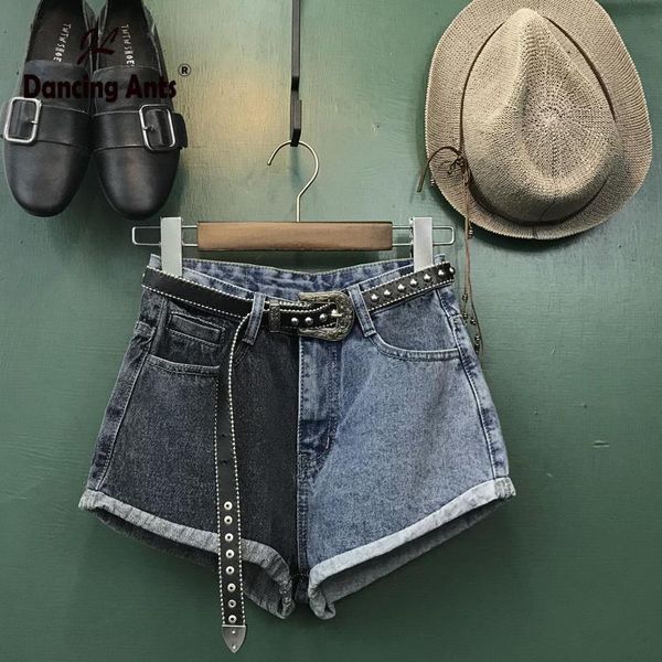 

женщина джинсы шорты высокой талией широкий ноги сыпучие корейский стиль твердые и заплатки цвета короткие брюки casual femal denim шорты, White;black