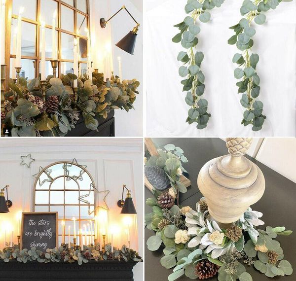 

artificial fake eucalyptus garland long leaf plants greenery foliage home decor wmtaikf dayupshop