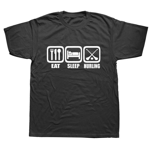

sport eat sleep hurling joke funny t shirts men summer cotton harajuku short sleeve o neck streetwear black t-shirt