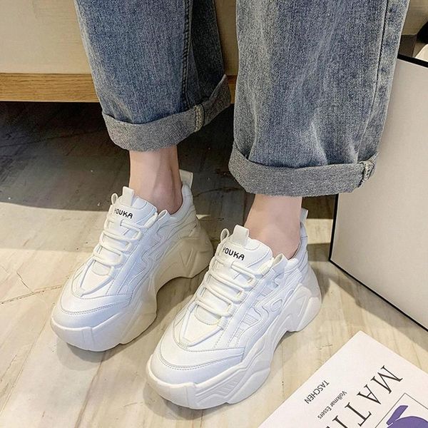 

rimocy white black chunky wedges shoes for women 2020 fashion lace up high platform sneakers woman vulcanize casual shoes ladies #fd0f