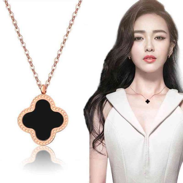 

wholale ladi clover shell pendant stainls steel rose gold women necklace, Silver