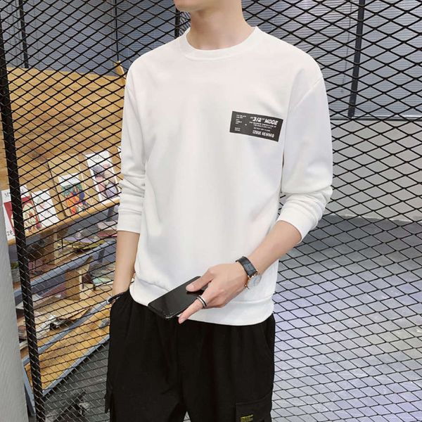 

neck men's 2020 sweater new round leisure sports long sleeve t-shirt korean version fashionable and handsome, Gray