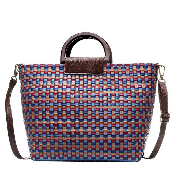 

new-ins summer beach basket patchwork striped fashion color