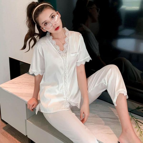 

casual satin 2pcs shirt&pants women nightwear kimono robe gown summer new pajamas suit pyjamas silky intimate lingerie homewear1, Black;red