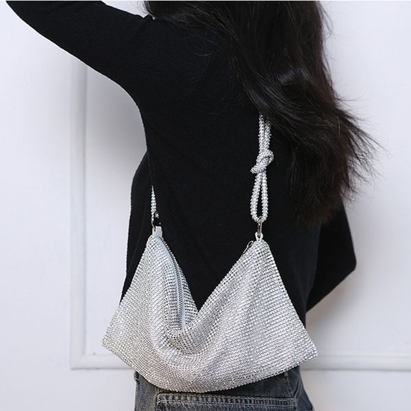 

hbp handle rhinestones evening clutch bag silver shiny crystal dinner party wedding purses and handbag luxurious designer shoulder bag