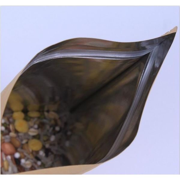 

11 sizes brown kraft paper stand-up bags heat sealable resealable zip pouch inner foil food storage packaging bag wit wmtnfc lyqlove