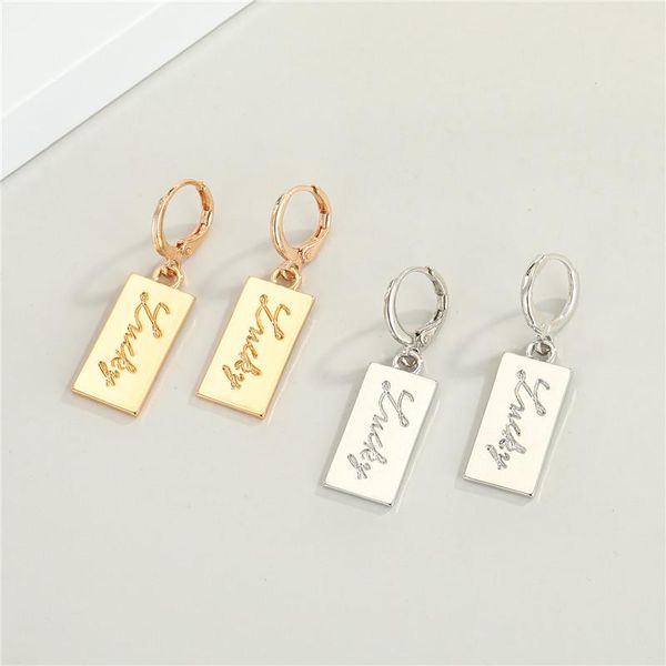 

1pair punk письмо мотаться серьги для женщин сплава металла алфавит tag pendant серьги простой прохладный ювелирные изделия, Golden;silver