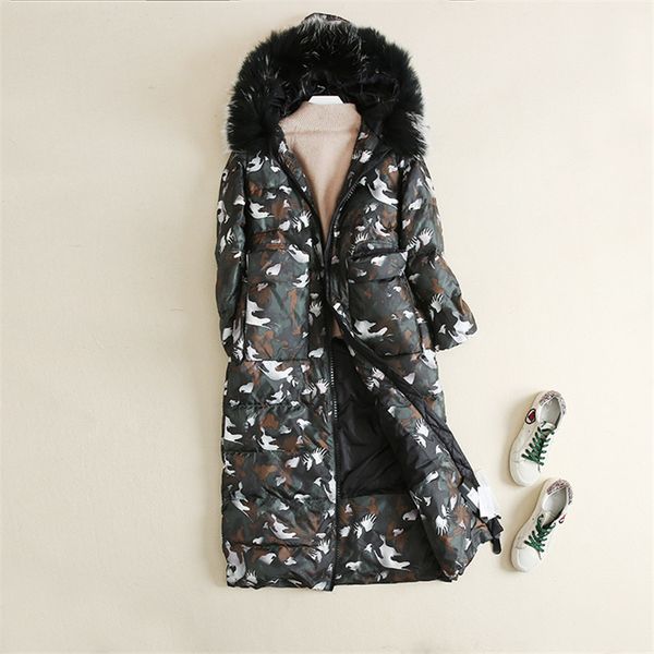 

2021 new thick coat fashions camouflage women's jacket warm duck white down female winter coats wxf120 bq4i, Black