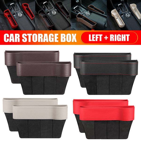 

universal pair passenger driver side car seat gap storage box for pocket organizer phone holders black/beige/red/brown