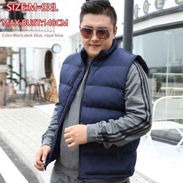 

winter men vest for down cotton sleeveless jacket waistcoat man big size mannen warm black royal blue mens coat lj201222, Black;white