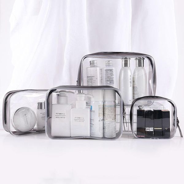

4 pcs waterproof transparent pvc cosmetic bag women make up case travel clear makeup beauty wash organizer kit bath toiletry bag1