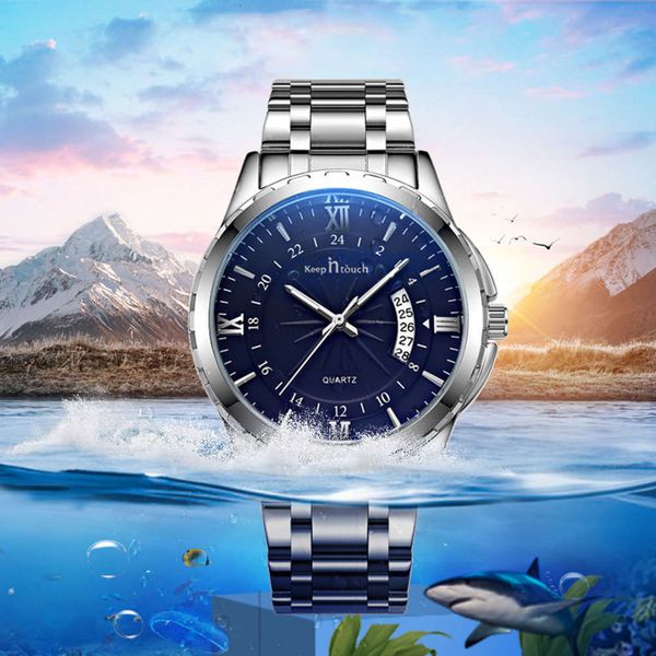 

end waterproof watch non mechanical high steel band men's watch, Slivery;brown