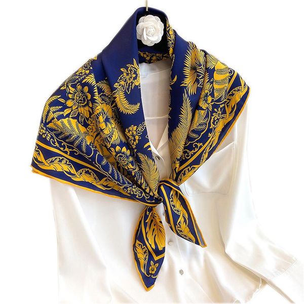 

90cm*90cm silk square scarf ladies musulman head hijab femme vintage headwraps spring soft bandana foulard for women sfn952, Blue;gray