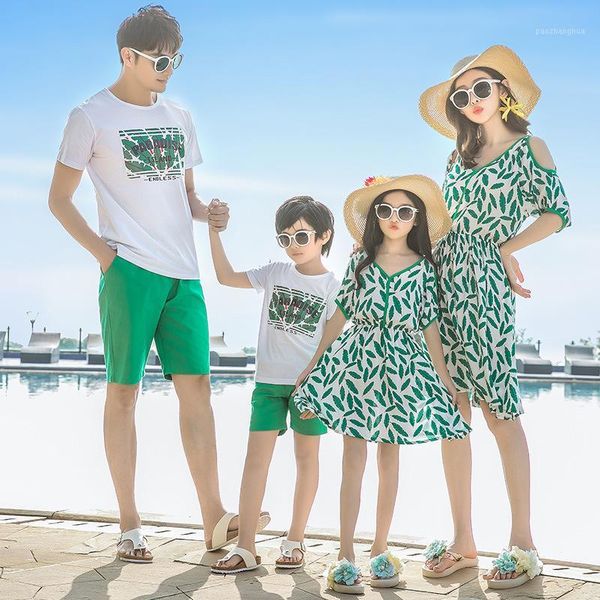 

family matching outfits summer look mother daughter dresses mommy and me clothes mom mum girl dress dad son clothing sets1, Blue