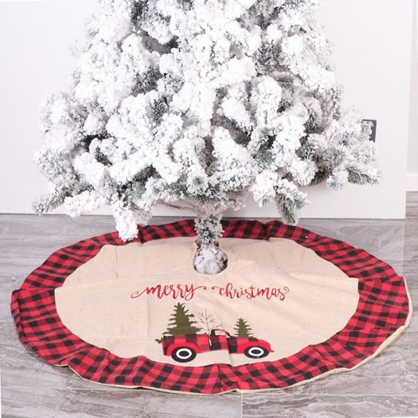 

christmas decorations 105cm printed tree skirts carpet background door mat apron ornaments1