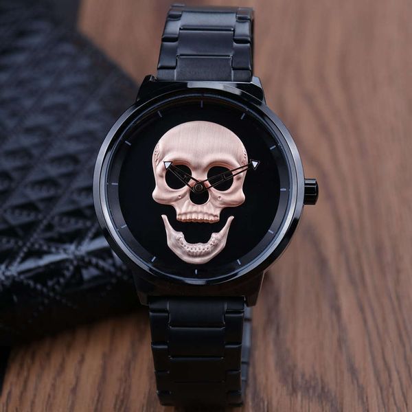 

skull leisure belt men's creative steel watch special ghost watchhz8r, Slivery;brown