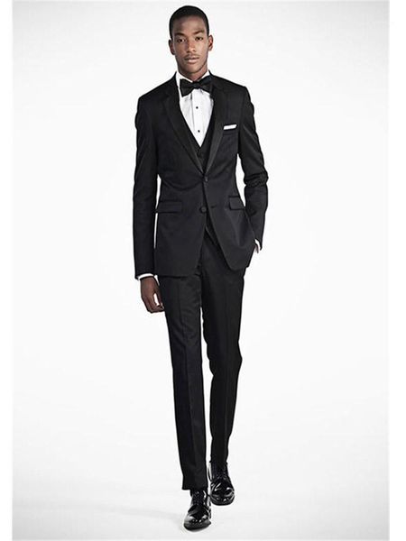 

2020 new arrival black two buttons groom tuxedos man blazers terno masculino vestidos slim fit suits(jacket+pants+vest+bow tie)1, White;black