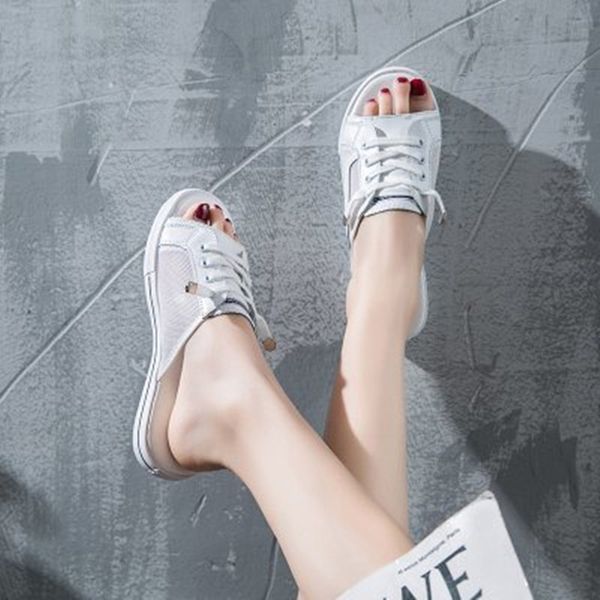 

summer beach casual slides women fashion 2020 soft bottom air mesh slip on sandals flat platform shoes woman slippers x1020, Black