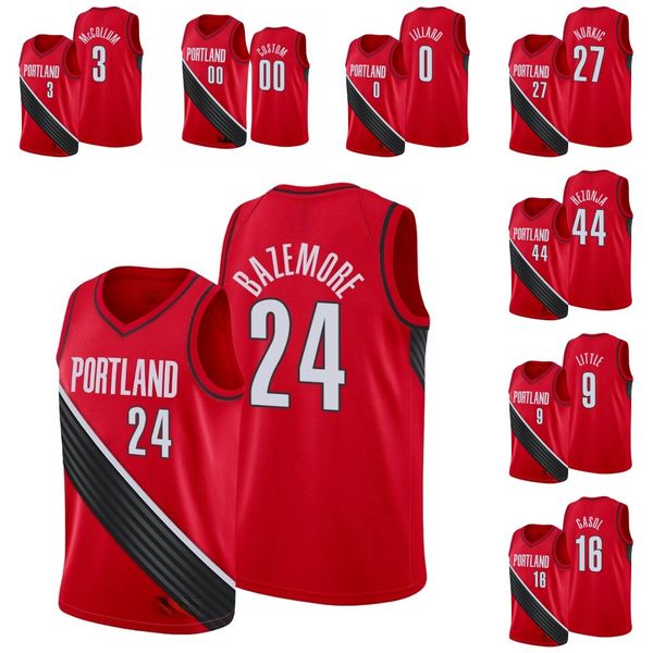 

portland trail blazers men c.j. mccollum carmelo anthony damian lillard jusuf nurkic mario hezonja rodney hood jersey, Black