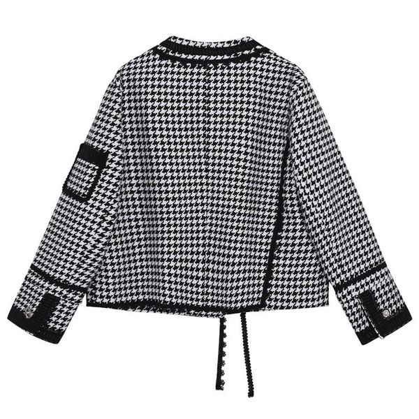 

women's wool & blends fit big loose size black short plaid woolen coat parkas long sleeve women fashion tide autumn winter 2021 1dd1202
