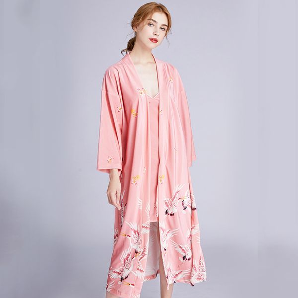 

2021 new plus size women's autumn winter golden velvet robe set printing nightdress female v neck with sashes thicken sleepwear vt41, Black;red