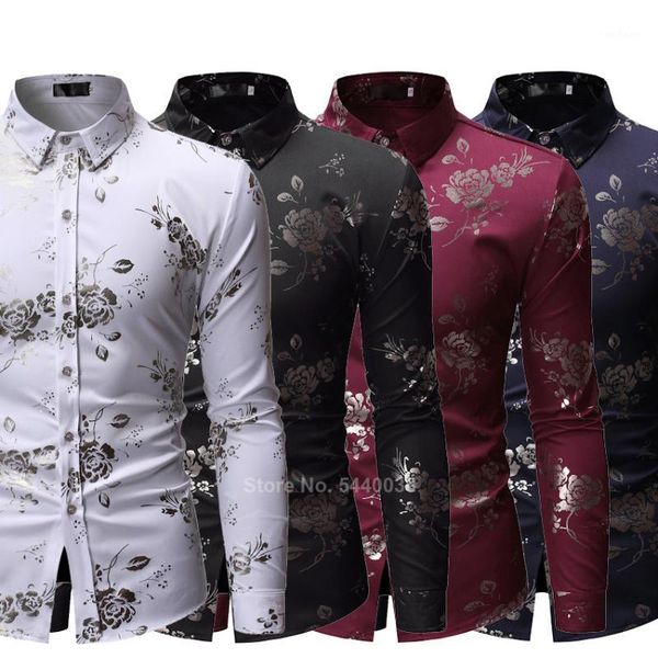 

2019 new african traditional clothing dashiki shirt for men streetwear party slim fit golden floral printed fashion blouse1, Red