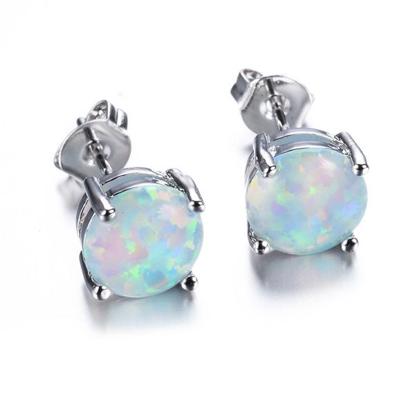 

bridal purple stud fashion for pink women blue tiny opal earrings wedding party jewelry, Golden;silver