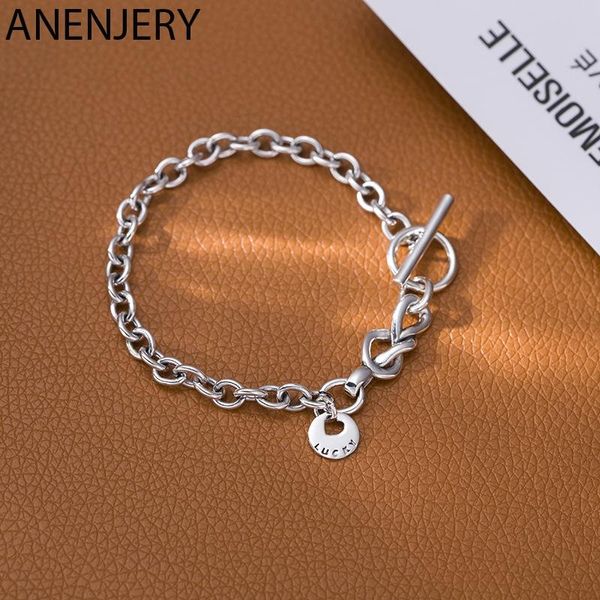 

link, chain anenjery vintage love heart tie bracelet for men women round card ot button couple jewelry s-b383, Black