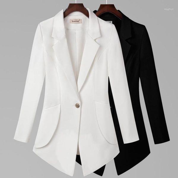 

2019 autumn women blazer casual suit jacket overalls female 200 pounds large size 7xl blazer long sleeve loose outerwear r3761, White;black