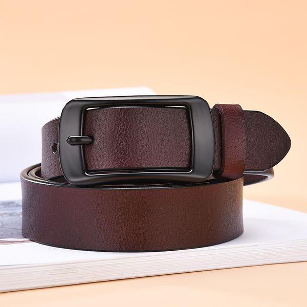 

leather pure leather, fashionable and versatile, new belt, simple korean women's jeans, Black;brown