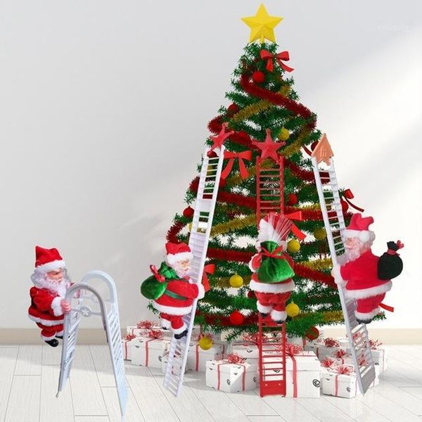 

christmas decorations window red ladder santa claus home children's gifts toys1