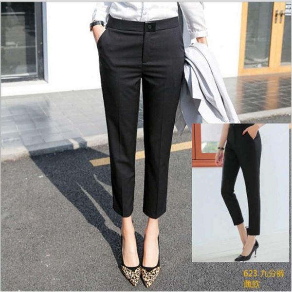 

new korean suit leisure wtern nine point pencil, profsional work women's pants, summer thin, Black;white