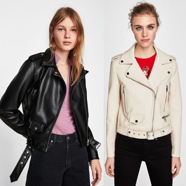 

bottle 2021 autumn outfit new zipper pu leather imitation leather driver 3046/024 female jacket lapel locomotive coat, Black