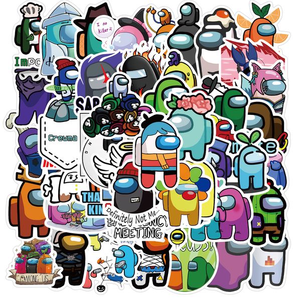 

1set=50pcs game among us doodle does not repeat the individuality sheet car motorcycle draw bar box cartoon doodle sticker toy