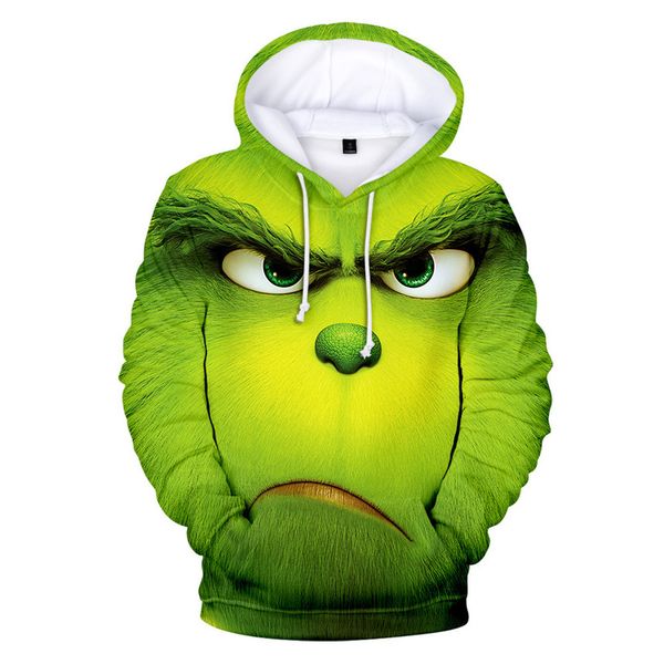 

anime grinch men's fashion home, 3d hoodie, green, xxs-4xl, Black