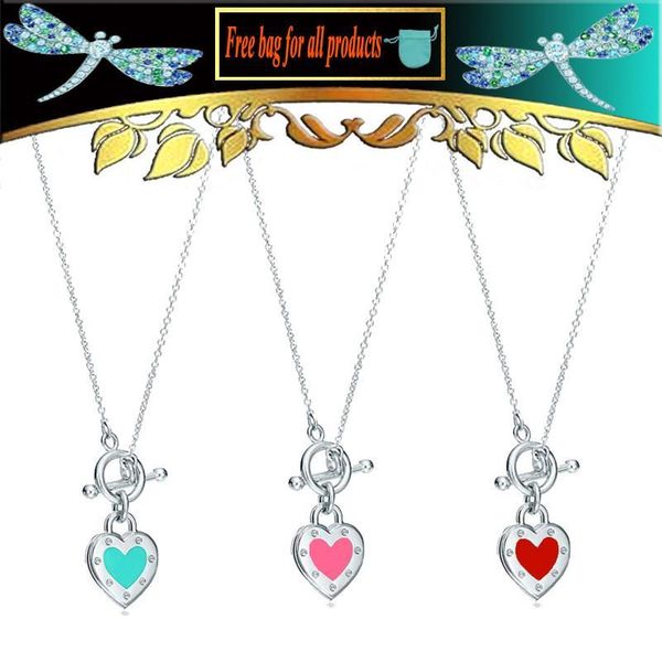 

new round buckle enamel heart-shape pendant necklaces for women valentine gift s925 sterling silver fashion jewelry1
