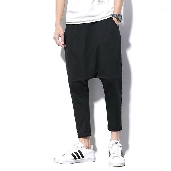 

men pants 2018 fashion harem pants men joggers cargo casual solid drop mens sweatpants plus size m-5xl pantalones hombre1, Black