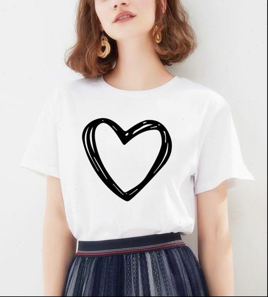 

black heart women tshirt harajuku casual short sleeve tees shirt fashion kawaii t shirts summer female graphic t shirts, White