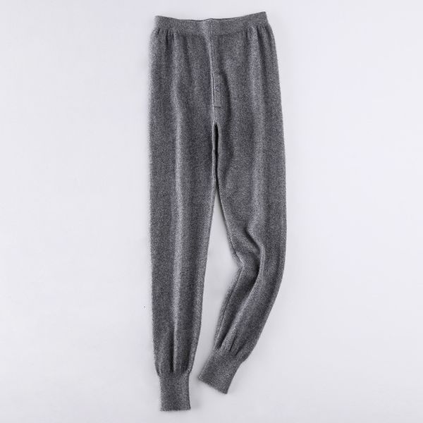 

2021 quality men's leggings 100% pure cashmere male winter new soft mode high pants elastic legging masculine 5y7q, Black