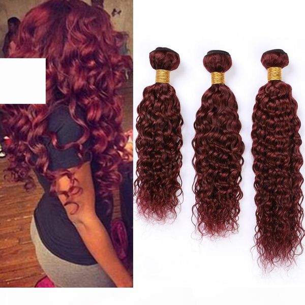 

#99j wine red peruvian wet and wavy human hair weave bundles 300gram burgundy red virgin hair weft extensions water wave human hair weaves, Black;brown